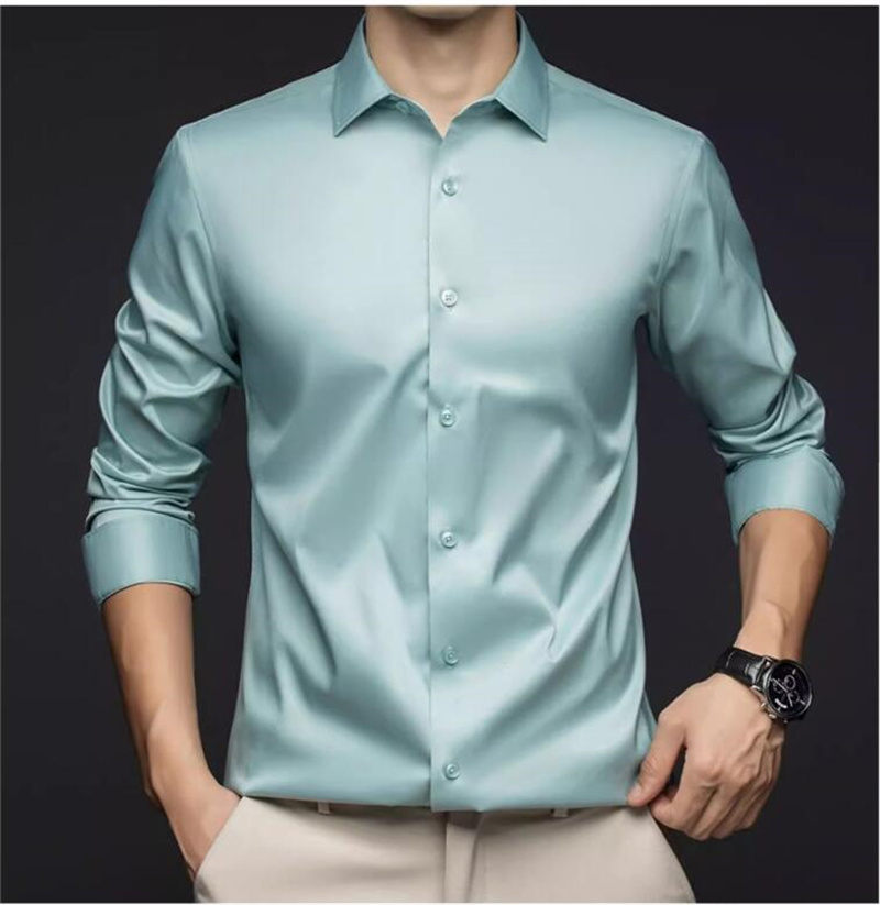 Men Long Sleeve Professional S - đánh giá và giá Mens Satin Silk Dress Shirt
