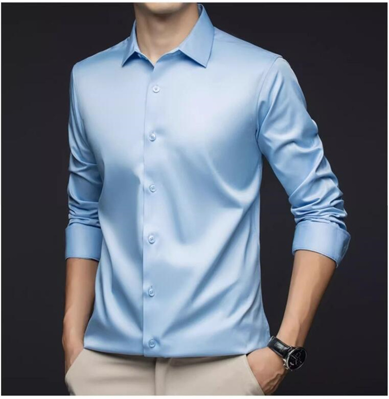 Men Long Sleeve Professional S - đánh giá và giá Mens Satin Silk Dress Shirt
