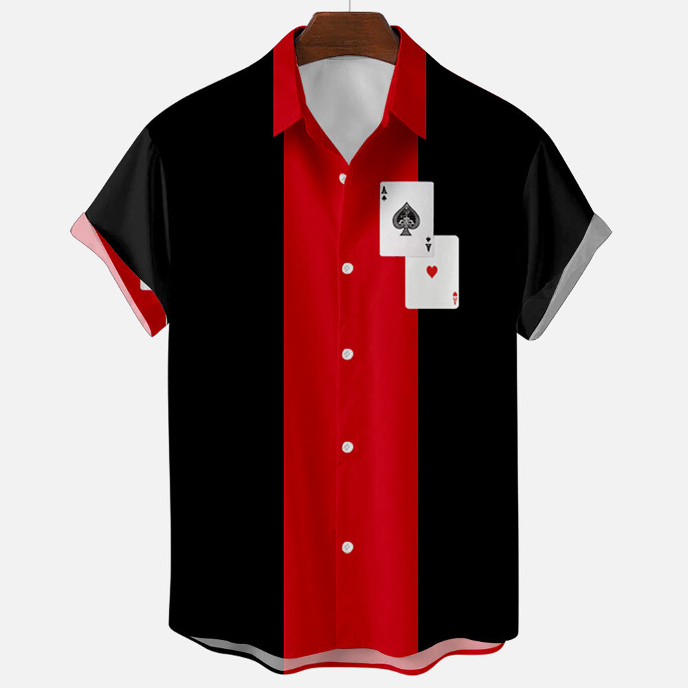 Men's Vintage Retro Striped Co - đánh giá và giá Short Sleeve Bowling Shirt Retro
