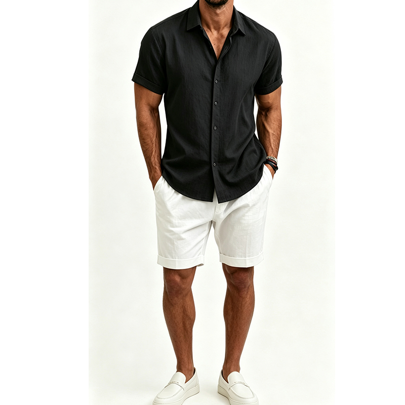 Men's  Cotton Linen Shirt Set  - đánh giá và giá Mens Linen Shirt Long Sleeve