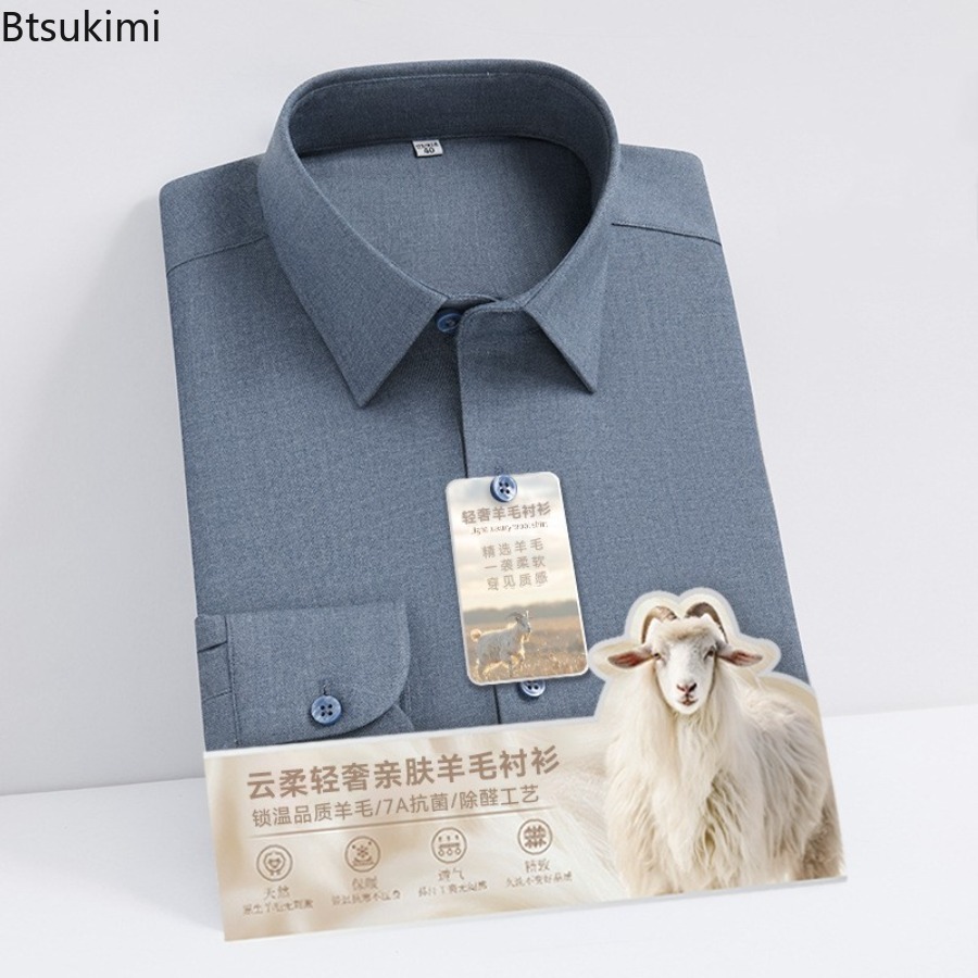 New Hight Quality Wool Modal L - đánh giá và giá Mandarin Collar Formal Shirt Slim Fit